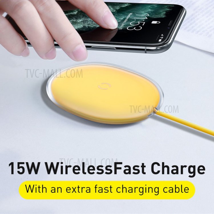 BASEUS CW-YMS 15W Jelly Wireless Phone Charger Pad Station - Yellow-3