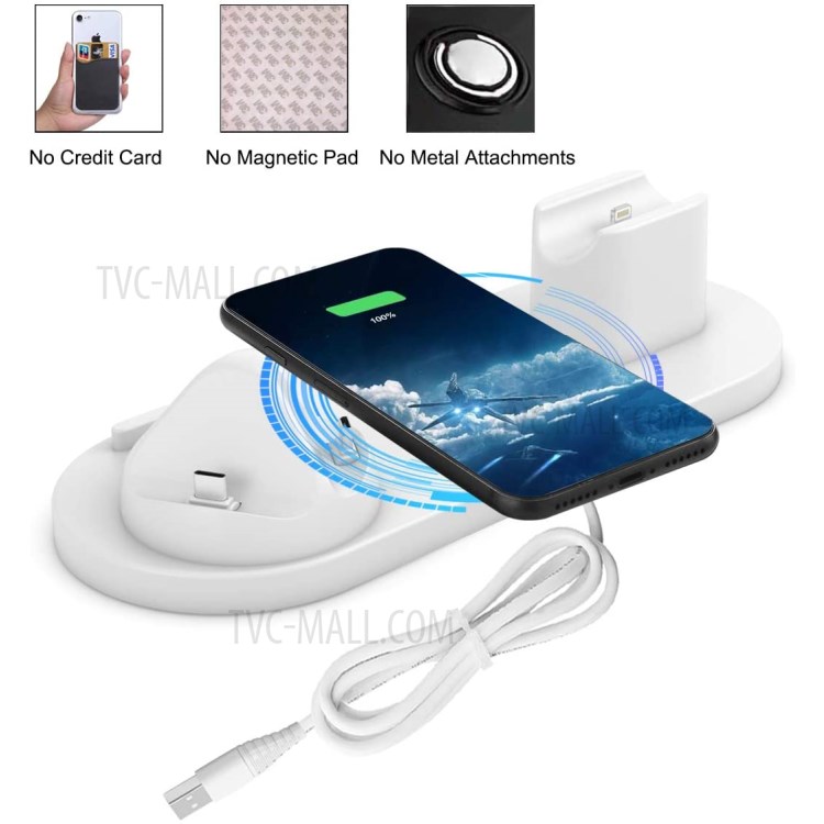 UD15-C 3-in-1 Support De Porte-station De Station De Charge Du Chargeur Sans Fil Multifonctions Pour Apple IPhone / Dispositif Androïde / Dispositif De Type C - Blanc-4