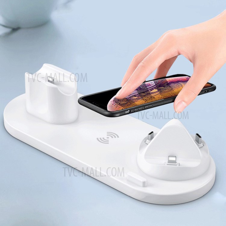 YS-08 Chargeur Multifonction Sans Fil Montre Téléphone Chargeur Rapide Chargeur Sans Fil Écouteurs - Blanc-1