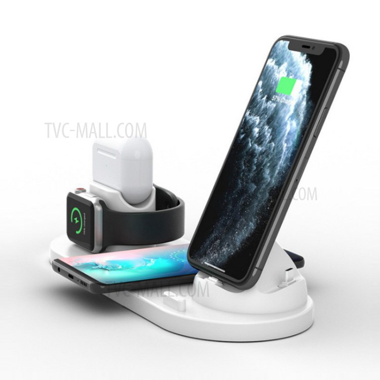 YS-08 Chargeur Multifonction Sans Fil Montre Téléphone Chargeur Rapide Chargeur Sans Fil Écouteurs - Blanc-3
