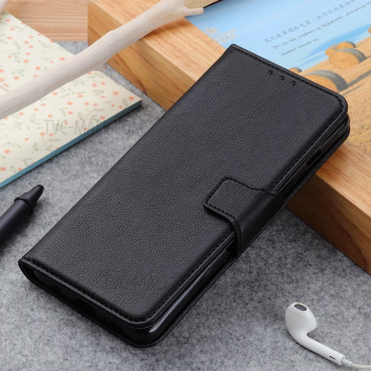 Litchi Skin Leather Stand Case with Card Slots for Alcatel 1SE (2020) - Black-10