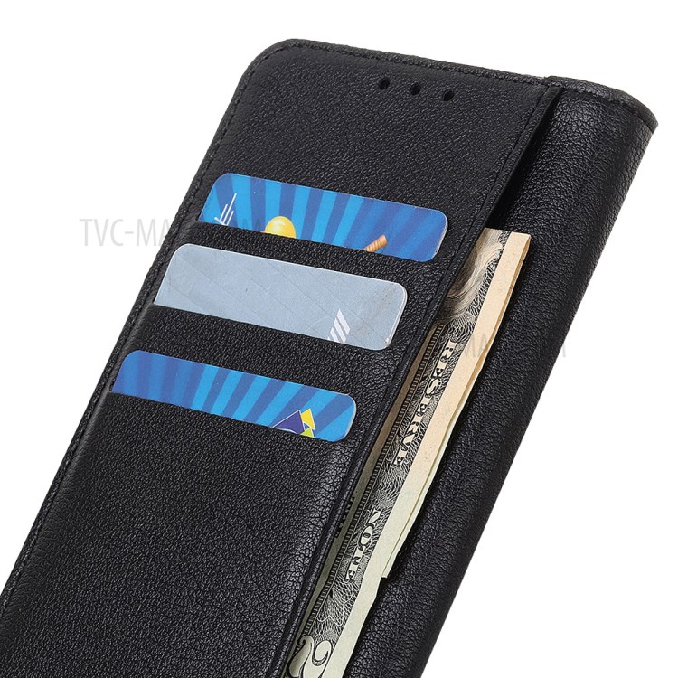 Litchi Skin Leather Stand Case with Card Slots for Alcatel 1SE (2020) - Black-4