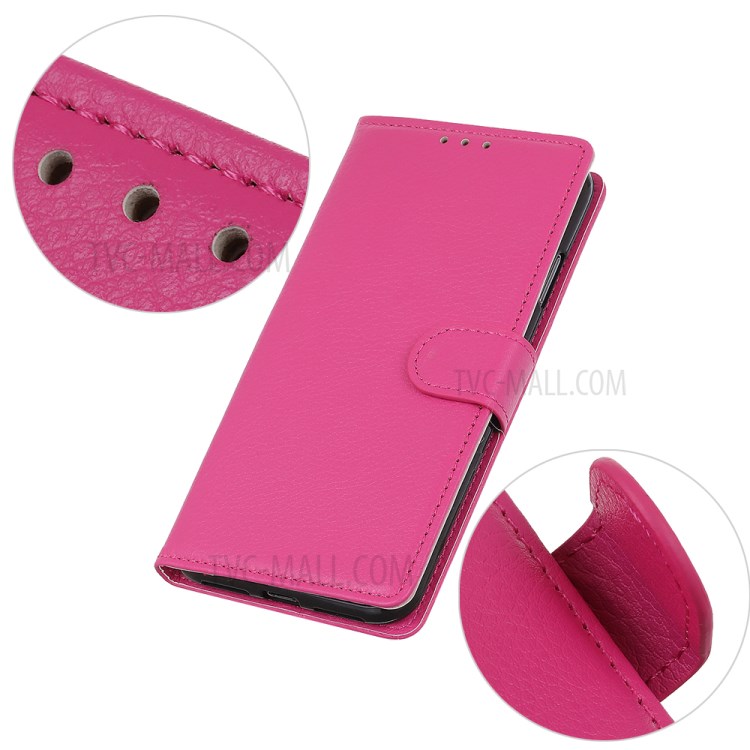 Litchi Skin Leather Wallet Stand Case for Alcatel 1SE (2020) - Rose-5