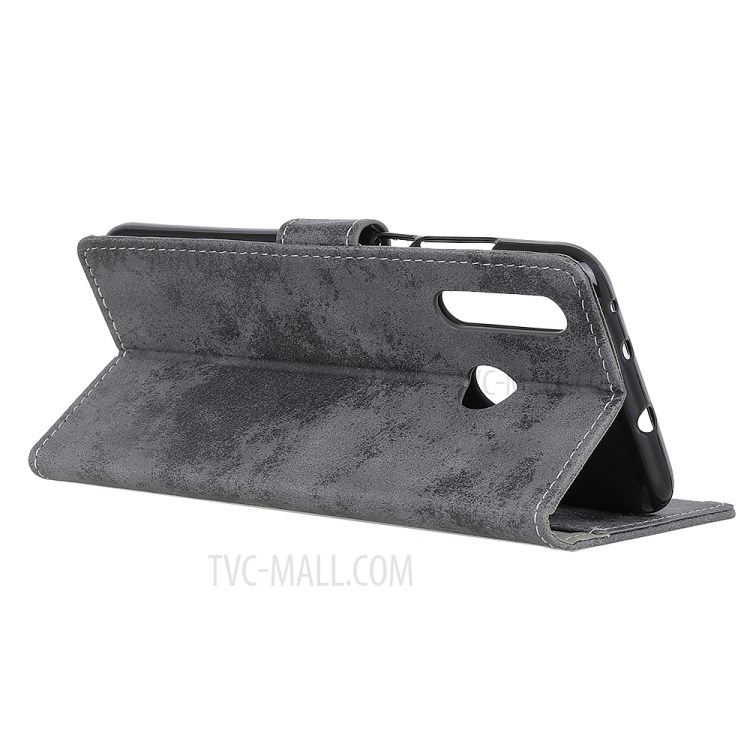 Retro Style Leather Wallet Stand Phone Cover for Alcatel 1SE (2020) - Grey-2