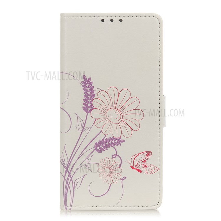 Protective Patterned Flip Cover PU Leather Wallet Shell for Alcatel 1SE (2020) - Flowers Pattern-1