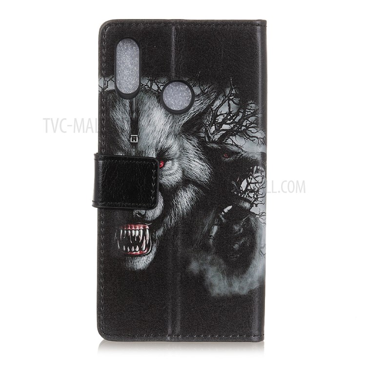 Protective Patterned Flip Cover PU Leather Wallet Shell for Alcatel 1SE (2020) - Cruel Wolf-2