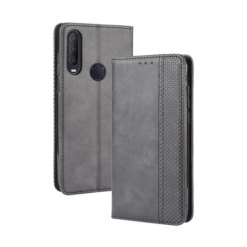 Vintage Style Leather Wallet Stand Case for Alcatel 1SE (2020) - Black-2