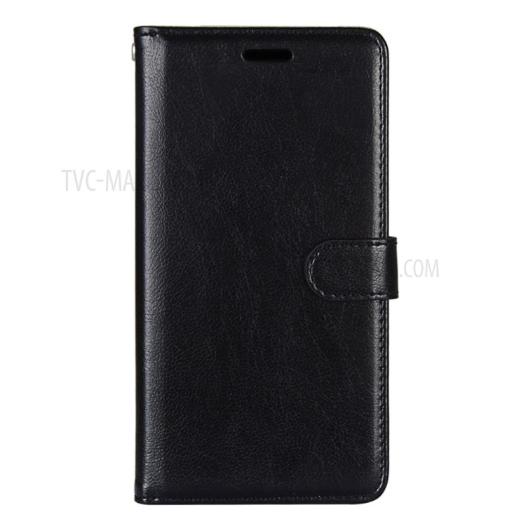 Pure Color Stand Wallet Protector Leather Cover for Alcatel 3X (2020)/4CAM - Black-4