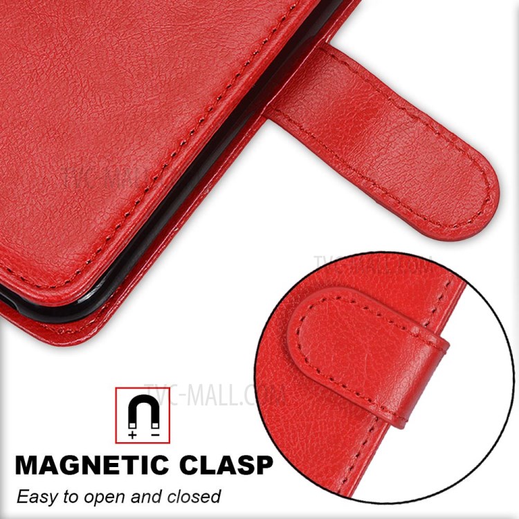 Solid Color Surface Leather Stand Cover for Alcatel 1SE (2020) - Red-4