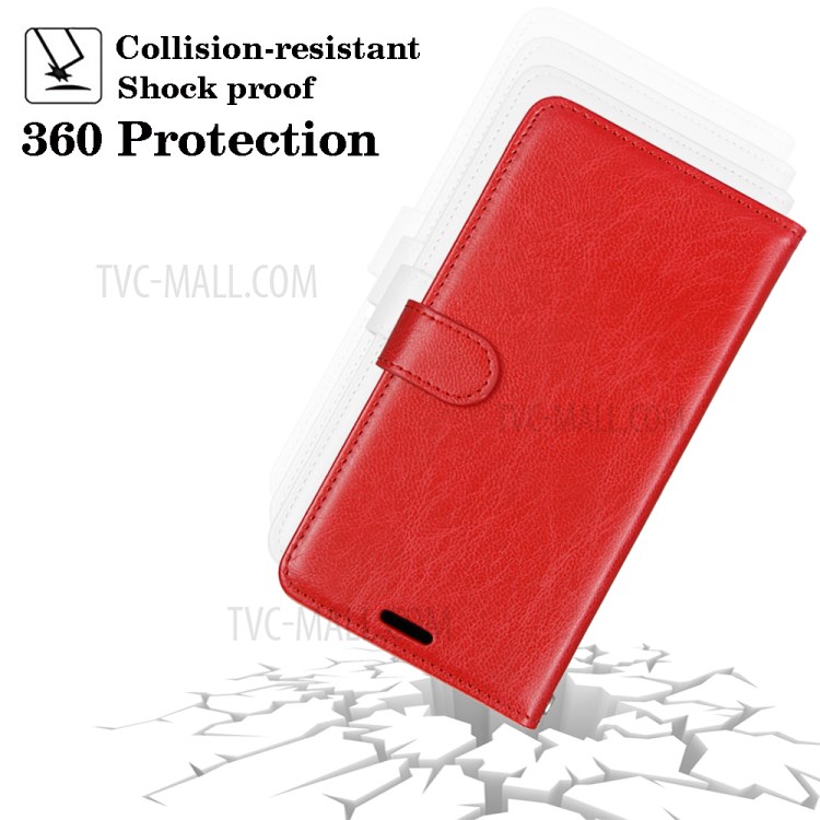 Solid Color Surface Leather Stand Cover for Alcatel 1SE (2020) - Red-5