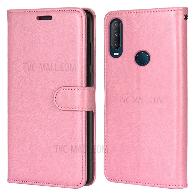 Solid Color Surface Leather Stand Cover for Alcatel 1SE (2020) - Pink-2