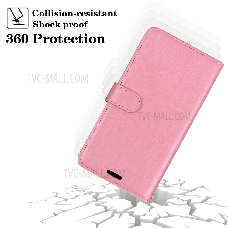 Solid Color Surface Leather Stand Cover for Alcatel 1SE (2020) - Pink-5