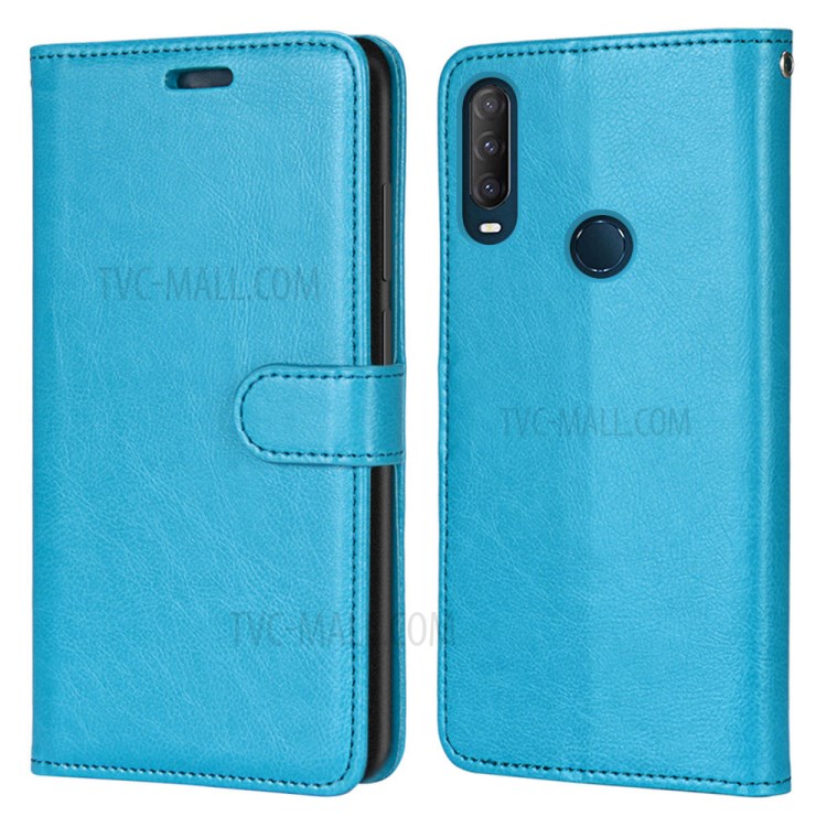 Solid Color Surface Leather Stand Cover for Alcatel 1SE (2020) - Blue-2