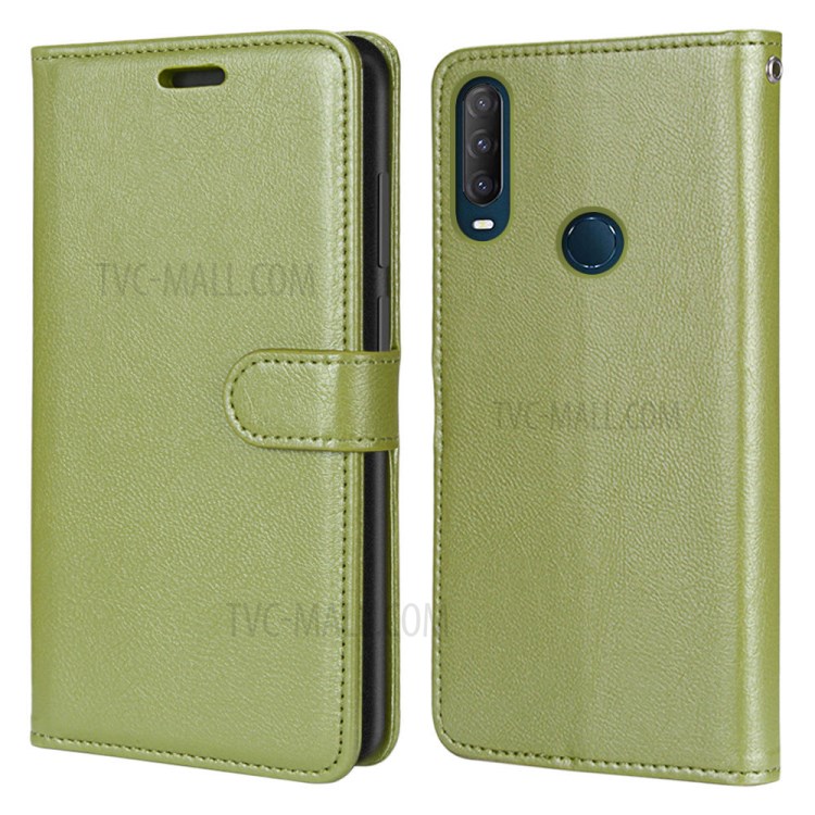 Solid Color Surface Leather Stand Cover for Alcatel 1SE (2020) - Green-2