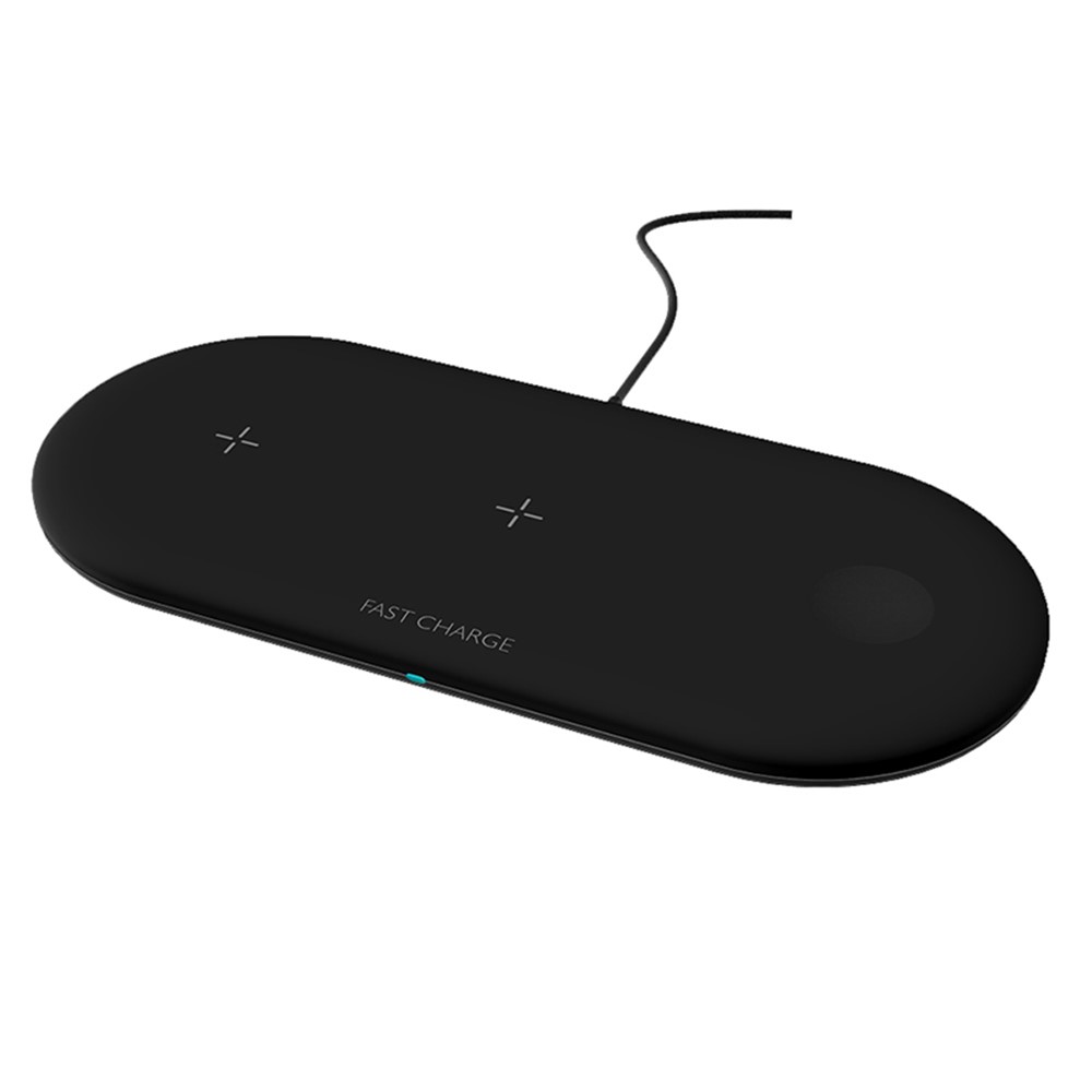 W48 3 in 1 Wireless Charger Simple Fashion Style for Apple iPhone/Watch/AirPods - Black-1