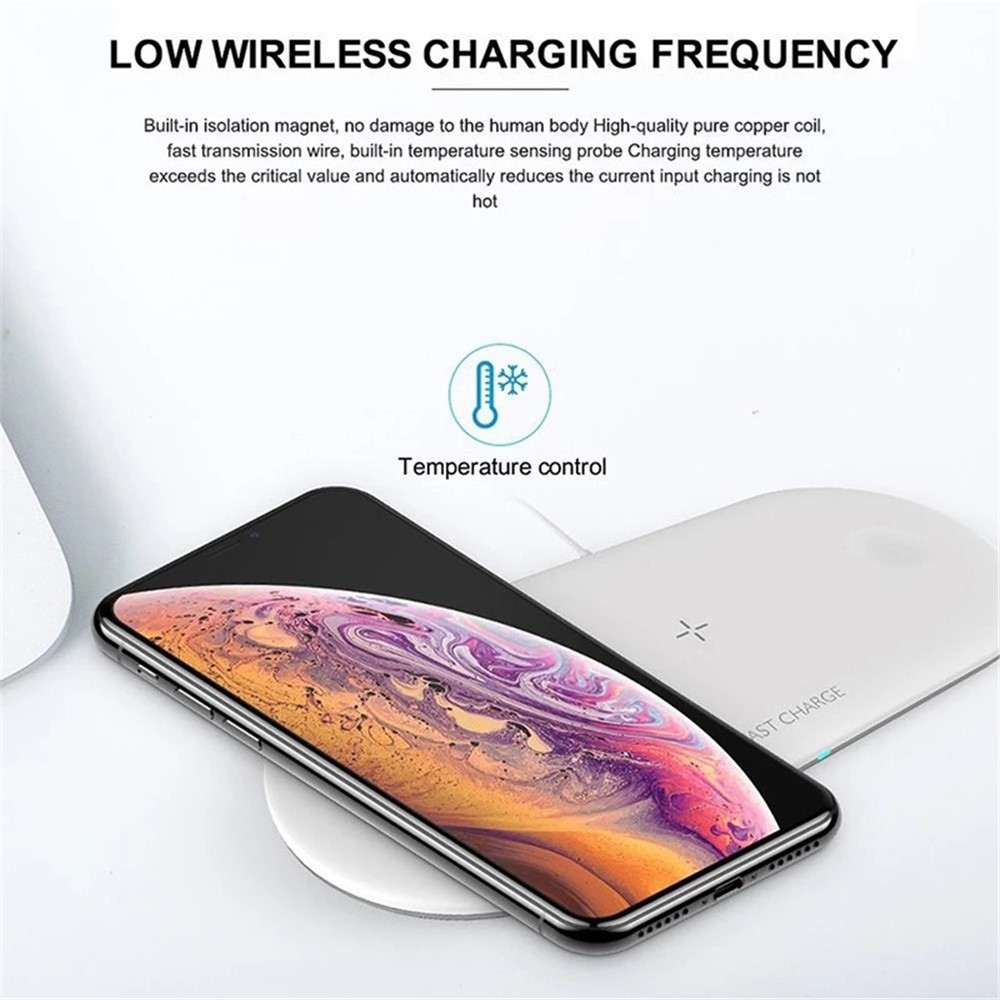 W48 3 in 1 Wireless Charger Simple Fashion Style for Apple iPhone/Watch/AirPods - Black-4