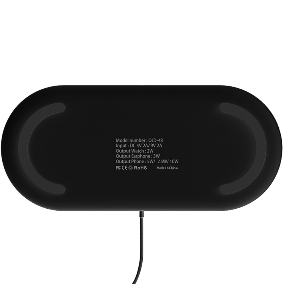 W48 3 in 1 Wireless Charger Simple Fashion Style for Apple iPhone/Watch/AirPods - Black-9