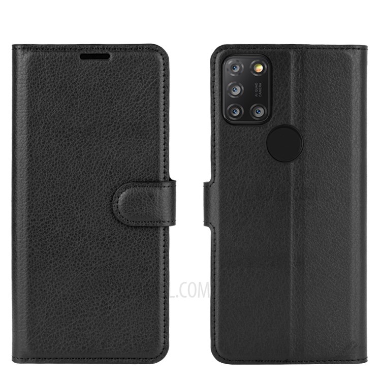 Litchi Texture Leather Wallet Cell Phone Protective Case for Alcatel 3X (2020) - Black-5