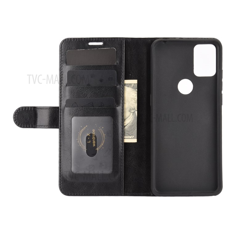 Crazy Horse Texture Leather Wallet Cell Phone Protective Case for Alcatel 3X (2020) - Black-4