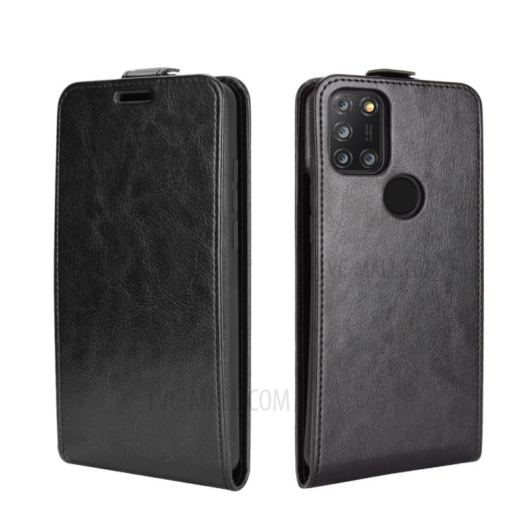 Crazy Horse Leather Vertical Flip Cover for Alcatel 3X (2020) - Black-2