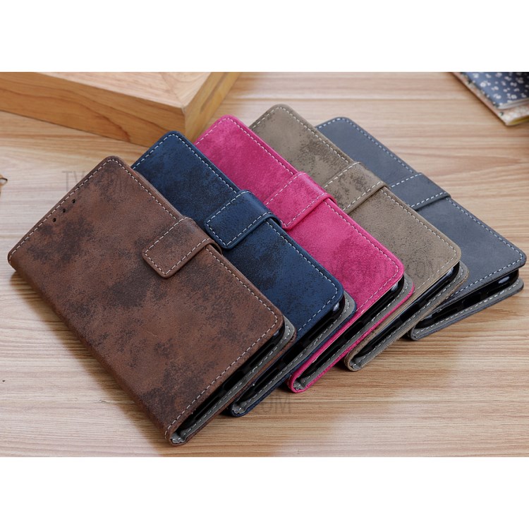 Vintage Style Magnetic Leather Stand Case for Alcatel 3X (2020) - Grey-14