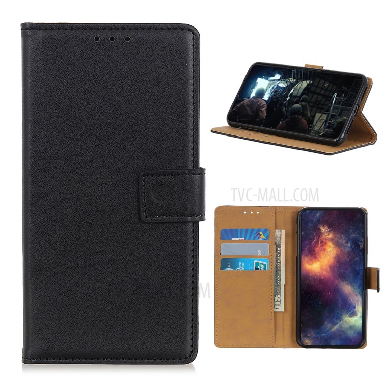 Magnetic Clasp Leather Mobile Phone Shell Stand Wallet Case for Alcatel 3X (2020) - Black-1