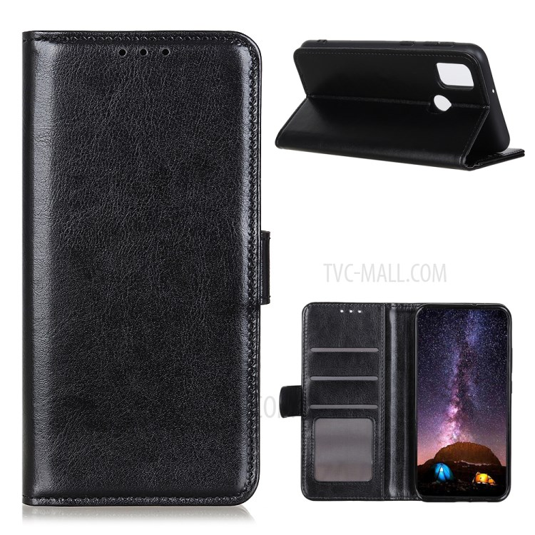 Crazy Horse Texture Leather Wallet Stand Case for Alcatel 3X (2020) - Black-1