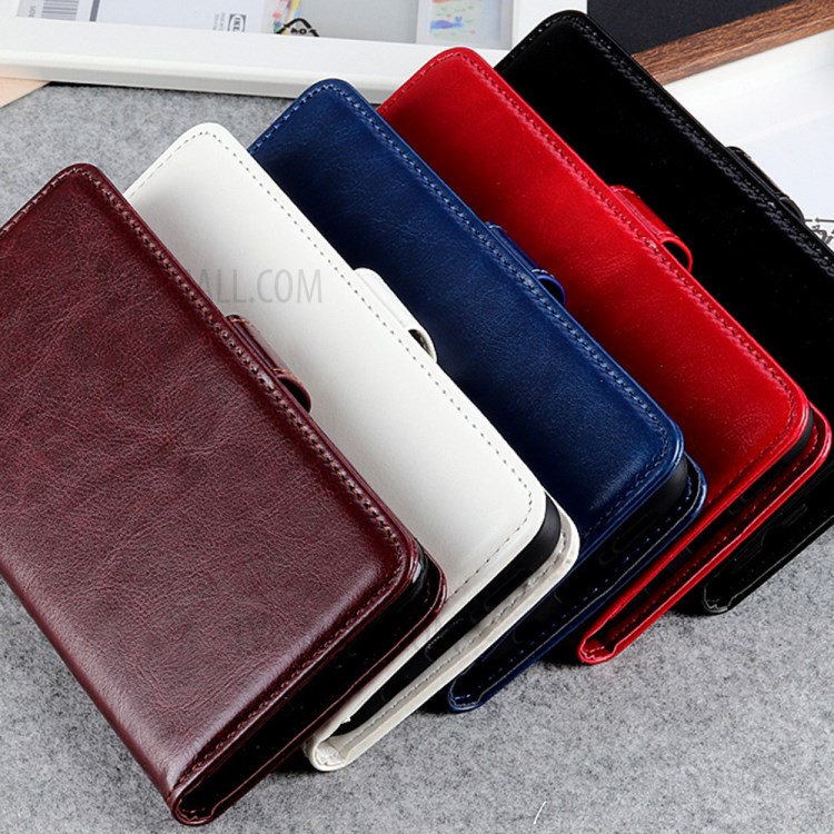 Crazy Horse Texture Leather Wallet Stand Case for Alcatel 3X (2020) - Black-10