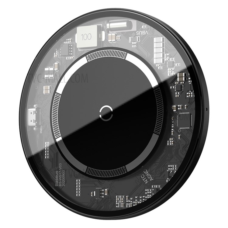 BASEUS CW-HW Simple Magnetic Wireless Charger for iPhone 12 Series/Samsung/Huawei etc. - Transparent
