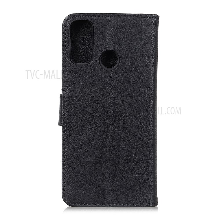 KHAZNEH Leather Wallet Stand Phone Cover Shell for Alcatel 3X (2020) - Black-7