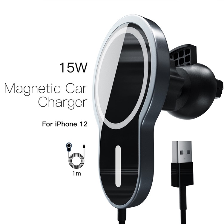 15W Wireless Magnetic Adsorbable Magsafe Fast Charging Car Air Vent Charger for iPhone 12 Pro Max-2