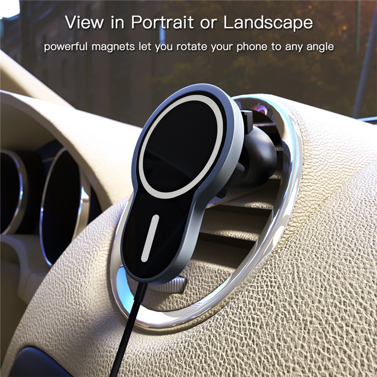 15W Wireless Magnetic Adsorbable Magsafe Fast Charging Car Air Vent Charger for iPhone 12 Pro Max-3