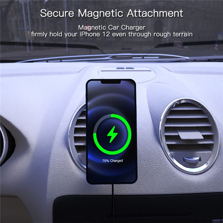 15W Wireless Magnetic Adsorbable Magsafe Fast Charging Car Air Vent Charger for iPhone 12 Pro Max-6