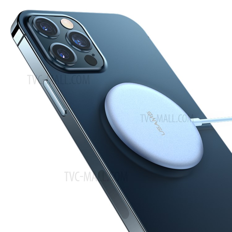 USAMS US-CD160 W2 Zinc Alloy Ultra-thin Magnetic Fast Wireless Charger 15W with Charging Cable-5