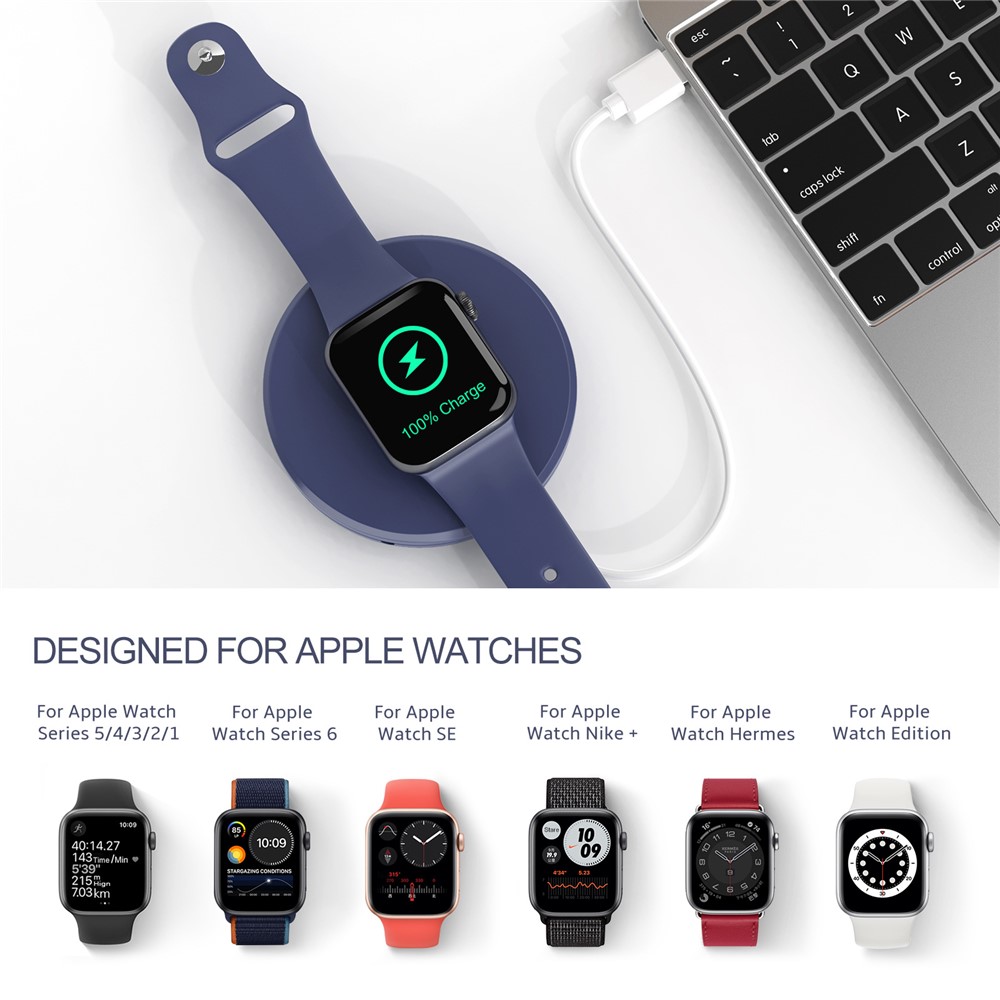 Portable Folding Wireless Charger Cable Winder Stand Dock for Apple Watch Series 6/5/4/3/2/1/SE - Blue-4