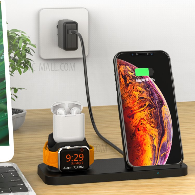 Soporte De Soporte De Base De Cargador Inalámbrico AJWXC001 Con Función De Ventilador De Enfriamiento Para IPhone IWatch AirPods - Negro-16