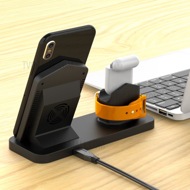 Soporte De Soporte De Base De Cargador Inalámbrico AJWXC001 Con Función De Ventilador De Enfriamiento Para IPhone IWatch AirPods - Negro-17