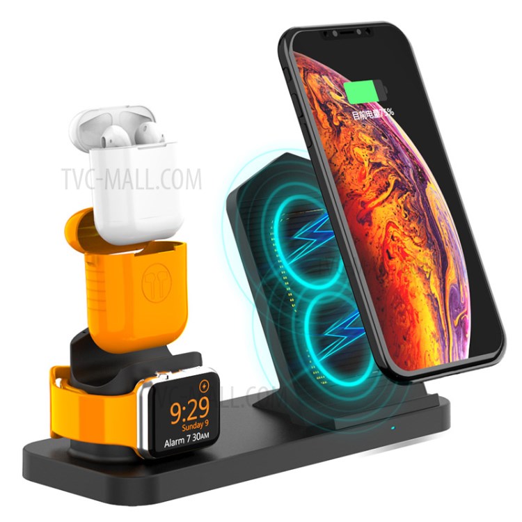 Soporte De Soporte De Base De Cargador Inalámbrico AJWXC001 Con Función De Ventilador De Enfriamiento Para IPhone IWatch AirPods - Negro-3