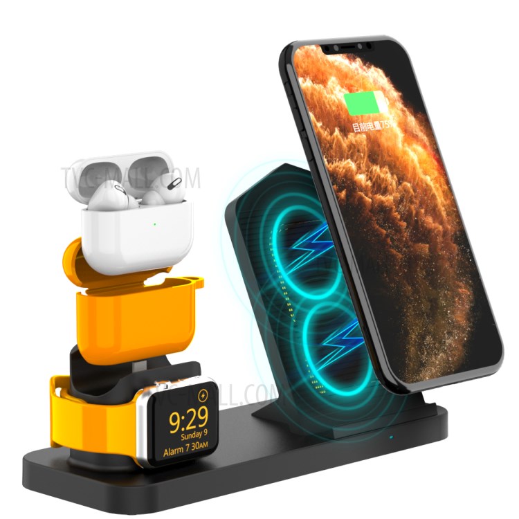 Soporte De Soporte De Base De Cargador Inalámbrico AJWXC001 Con Función De Ventilador De Enfriamiento Para IPhone IWatch AirPods - Negro-4