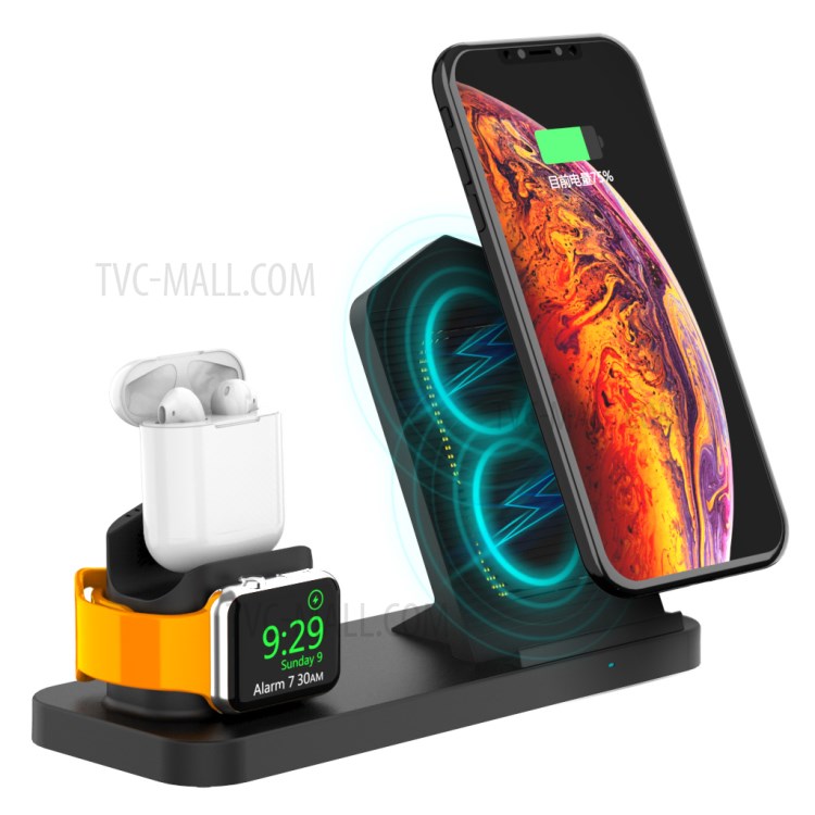 Soporte De Soporte De Base De Cargador Inalámbrico AJWXC001 Con Función De Ventilador De Enfriamiento Para IPhone IWatch AirPods - Negro-5