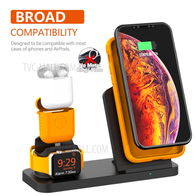 Soporte De Soporte De Base De Cargador Inalámbrico AJWXC001 Con Función De Ventilador De Enfriamiento Para IPhone IWatch AirPods - Negro-7