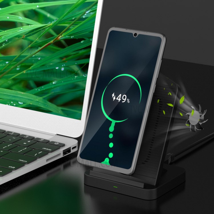 AJWXC006 10W Wireless Charger Mount Stand with Cooling Fan for Qi-enabled Devices - Black-14