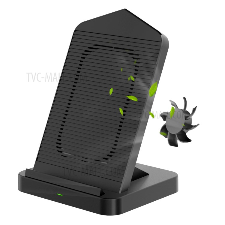 AJWXC006 10W Wireless Charger Mount Stand with Cooling Fan for Qi-enabled Devices - Black-8