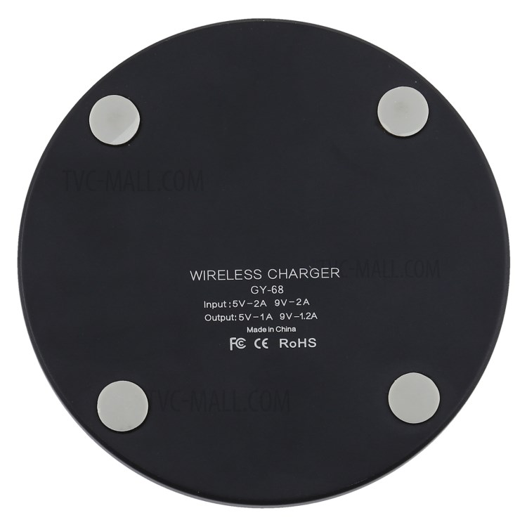 GY-68 Qi Estándar De Madera Redondo 10W Cargador Inalámbrico - Negro-4