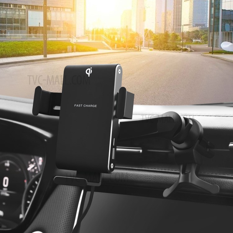 C22 15W Max Qi Fast Charging Car Air Vent Mount Auto Clamp Cradle Wireless Charger-9