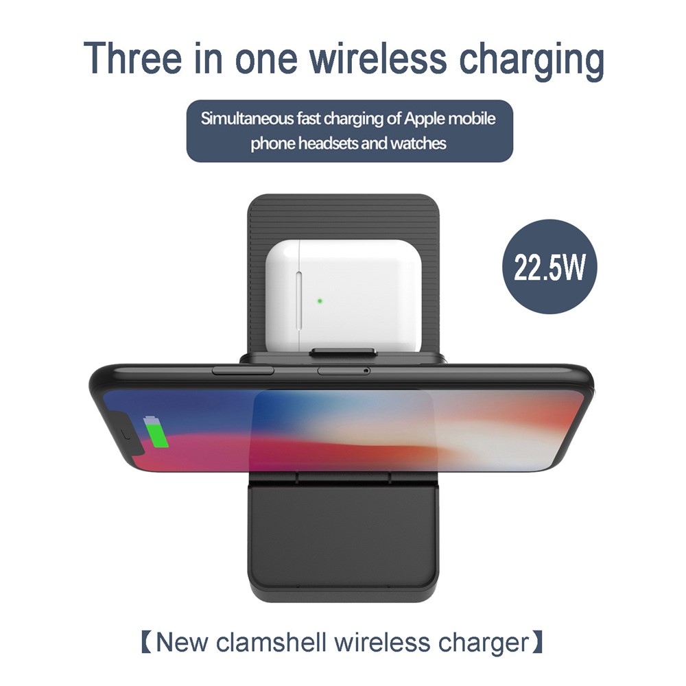 3-in-1 Fast Wireless Charger Stand Mount Bracket for Mobile Phone Apple Watch AirPods-18