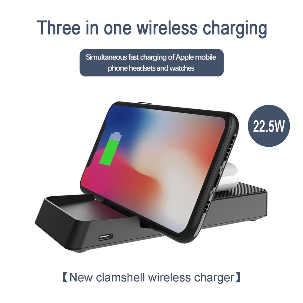 3-in-1 Fast Wireless Charger Stand Mount Bracket for Mobile Phone Apple Watch AirPods-19