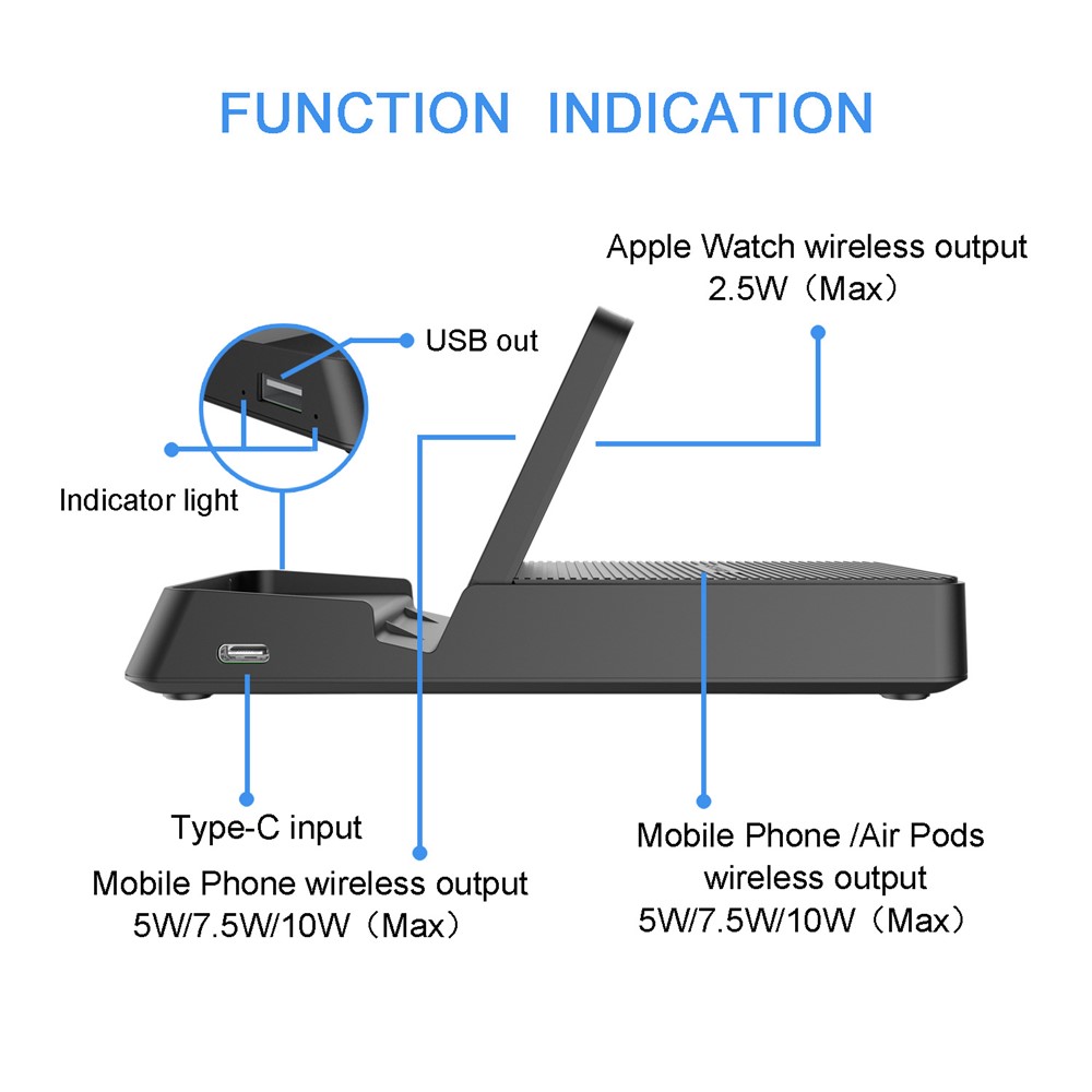 3-in-1 Fast Wireless Charger Stand Mount Bracket for Mobile Phone Apple Watch AirPods-20