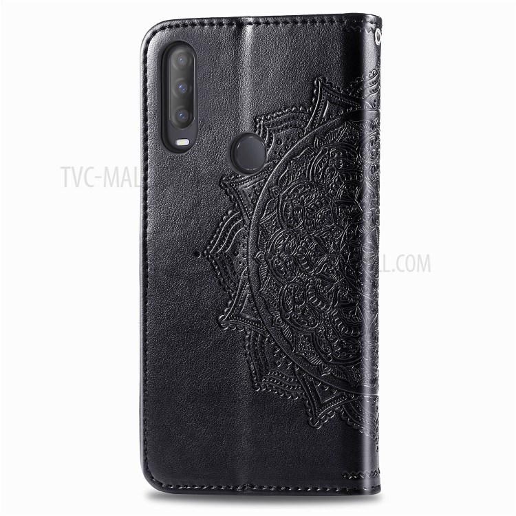 Embossed Mandala Flower PU Leather Wallet Stand Design Case for Alcatel 1S (2020) - Black-5