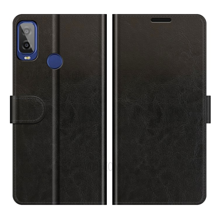 Crazy Horse Wallet Stand Leather Shell for Alcatel 1L (2021) - Black-1